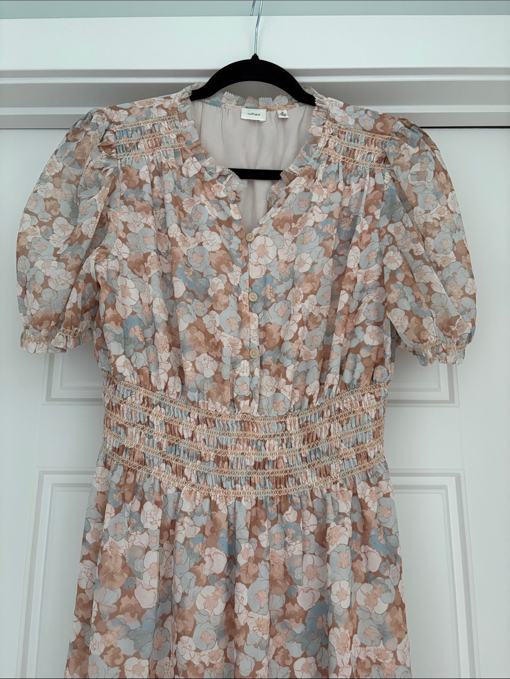 Wilfred Boho Floral Smocked Waist Lined Floral Midi Dress – Size M - Picture 3 of 11